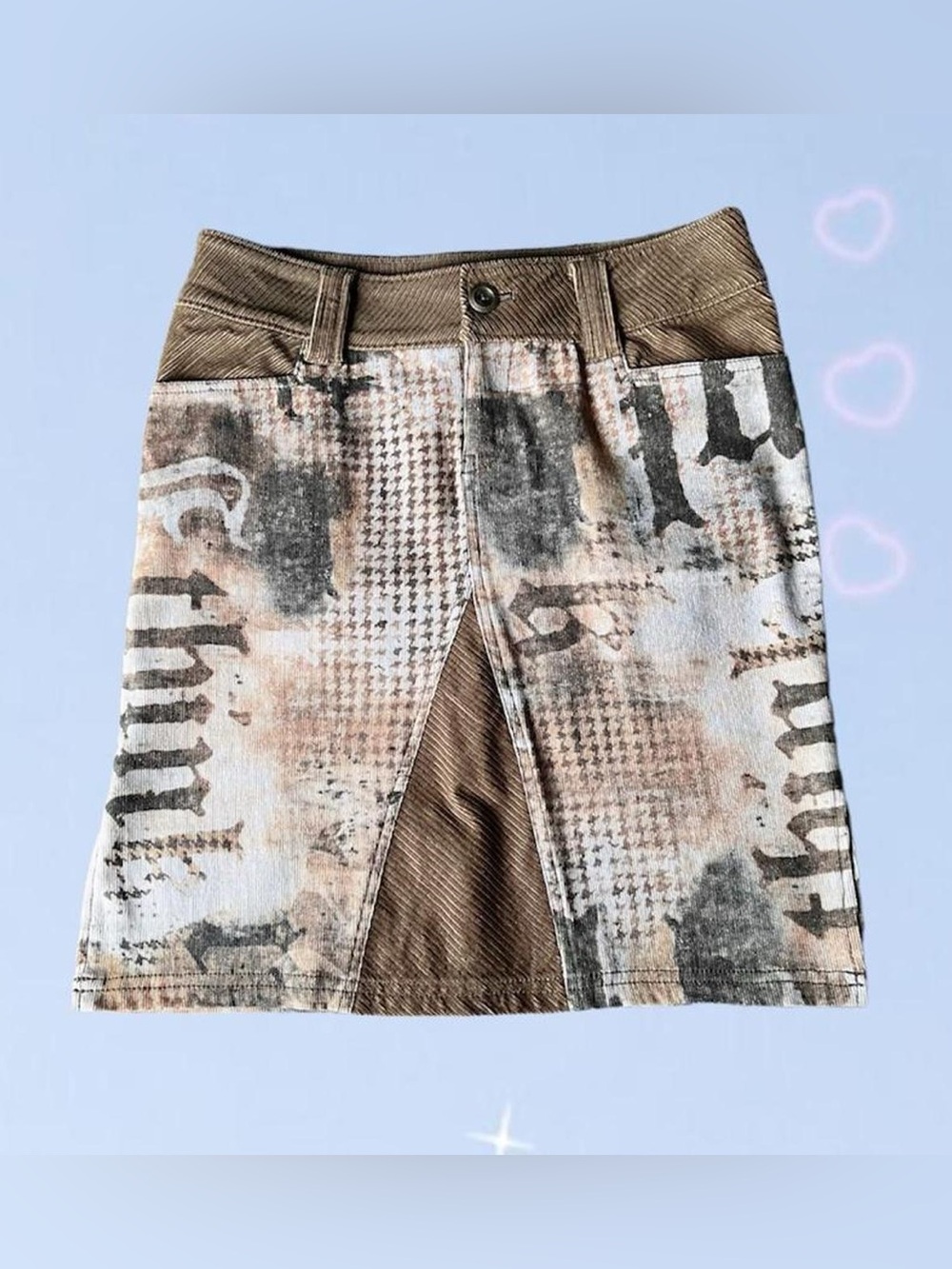 Womans Brown Mixed-Print A-Line Skirt